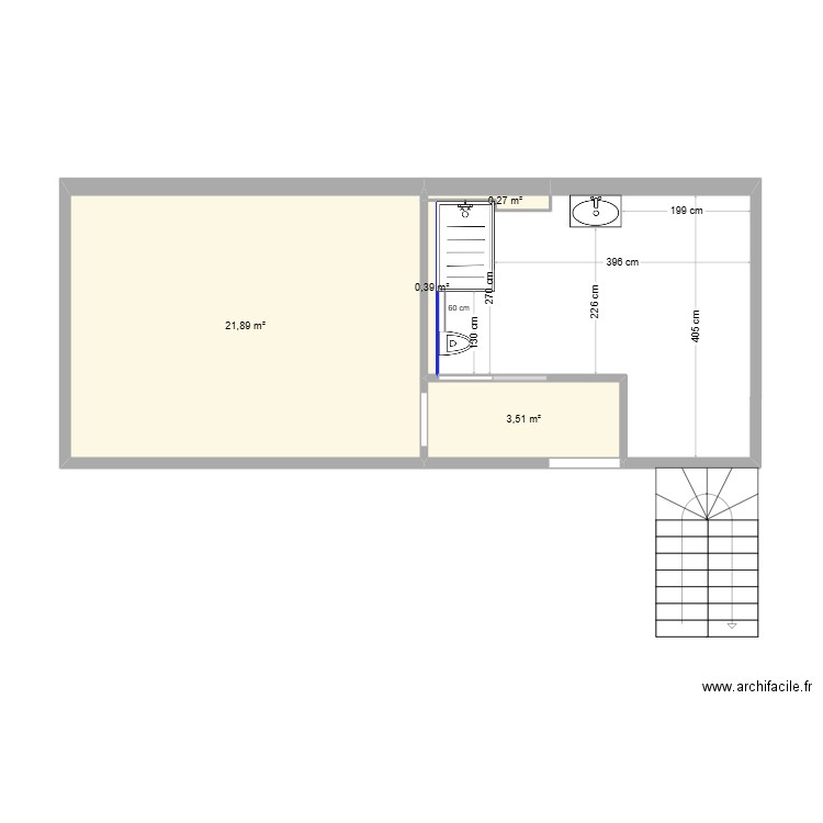 SDB COUVENT ETAGE 2. Plan de 4 pièces et 26 m2