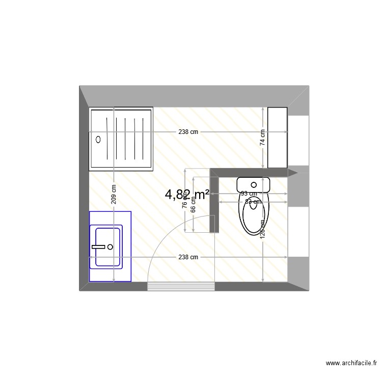 SdB_LV_etage. Plan de 1 pièce et 5 m2