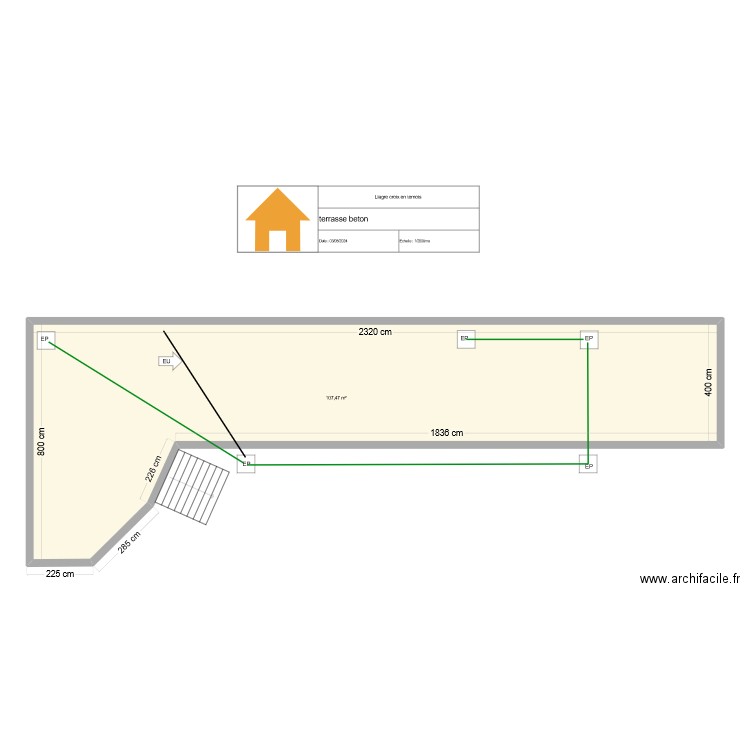 Liagre croix en ternois . Plan de 1 pièce et 107 m2