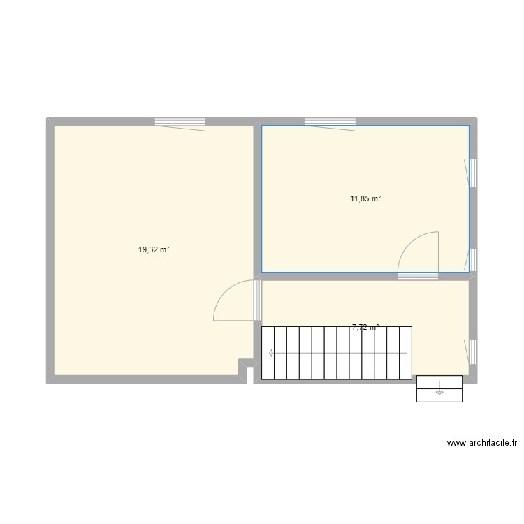 étage côté enfant Julémont. Plan de 3 pièces et 39 m2