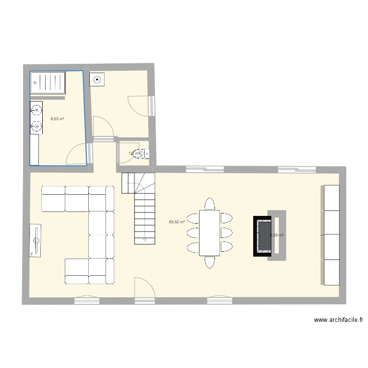 Maison. Plan de 4 pièces et 76 m2