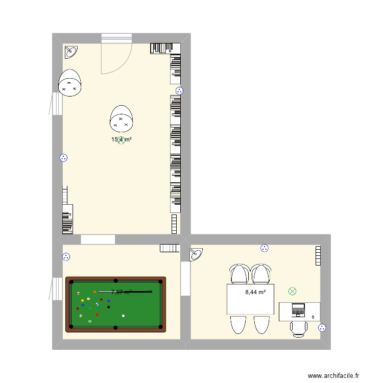 Bibliothèque, travail de edgar. Plan de 3 pièces et 32 m2