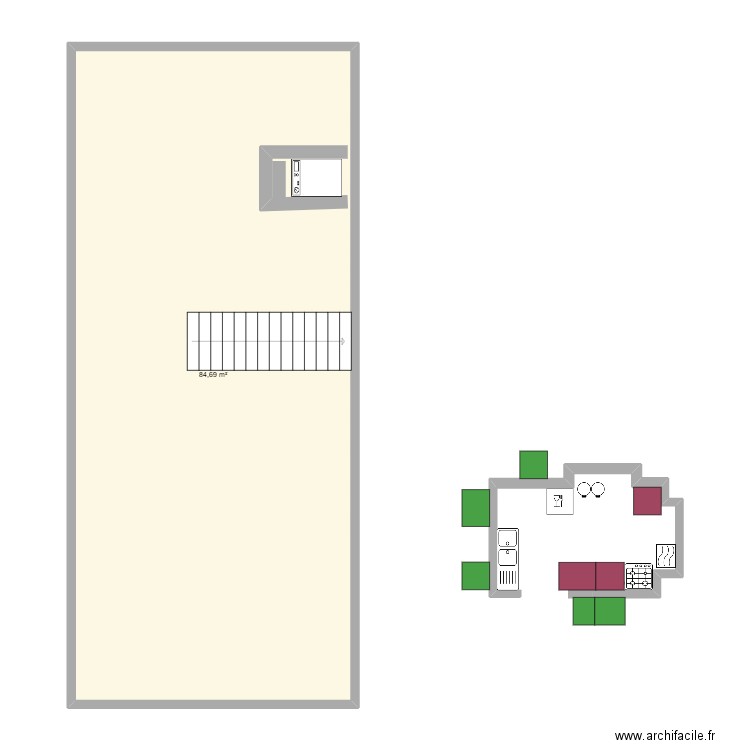 cave. Plan de 1 pièce et 85 m2