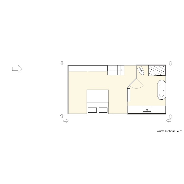 Extension 2 iem étage. Plan de 2 pièces et 31 m2