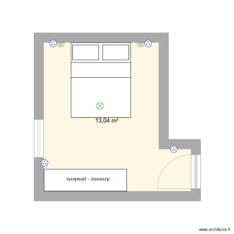 rjfngj. Plan de 1 pièce et 13 m2