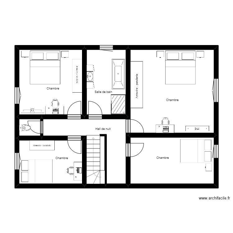 Nalinnes étage. Plan de 7 pièces et 84 m2