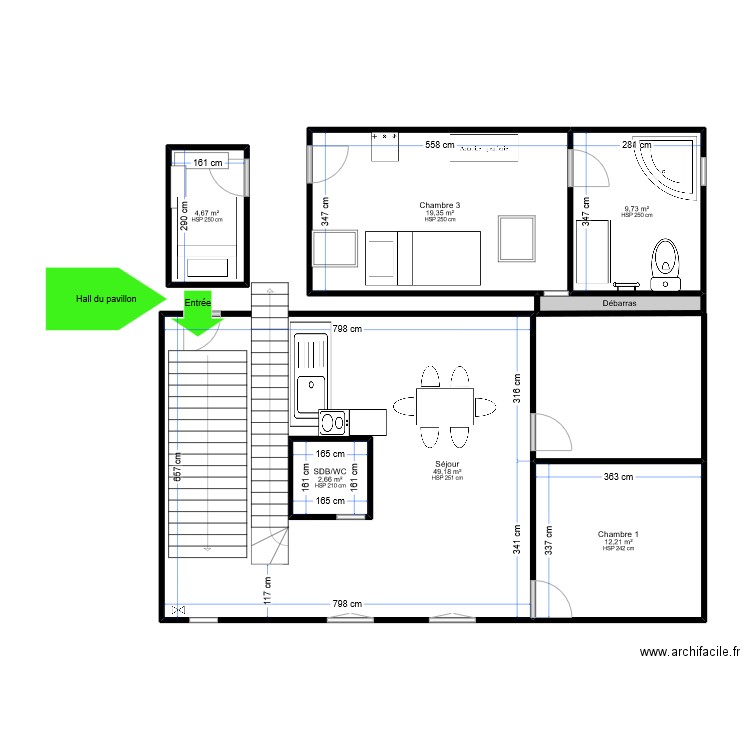 23RNSM. Plan de 7 pièces et 102 m2