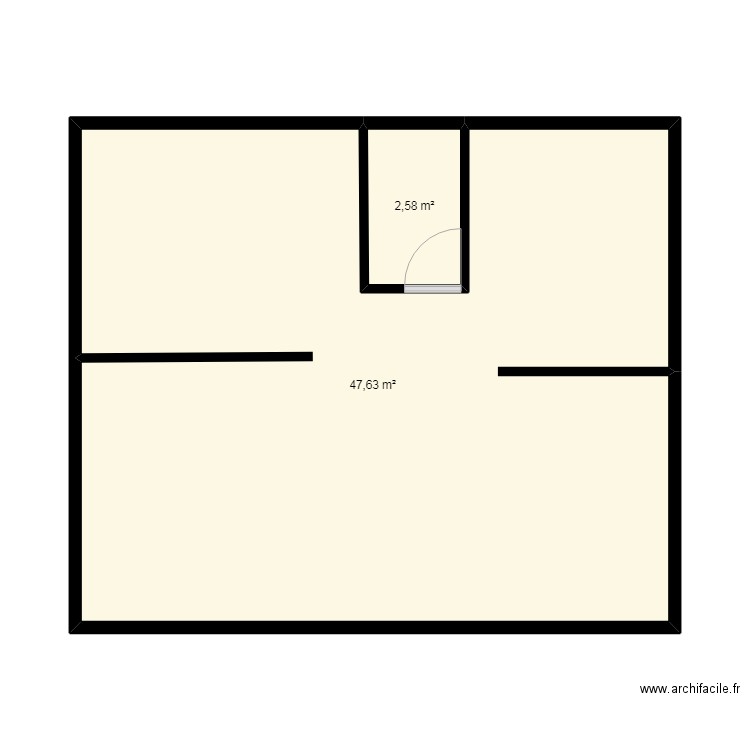 rayen nouira 9t3. Plan de 2 pièces et 50 m2