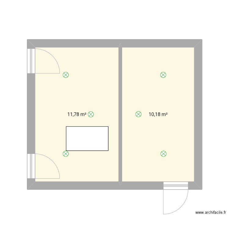 65  veranda. Plan de 2 pièces et 22 m2