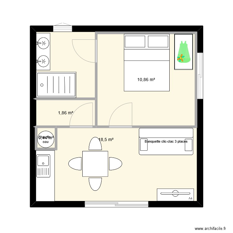 DEPENDANCE V1. Plan de 4 pièces et 32 m2