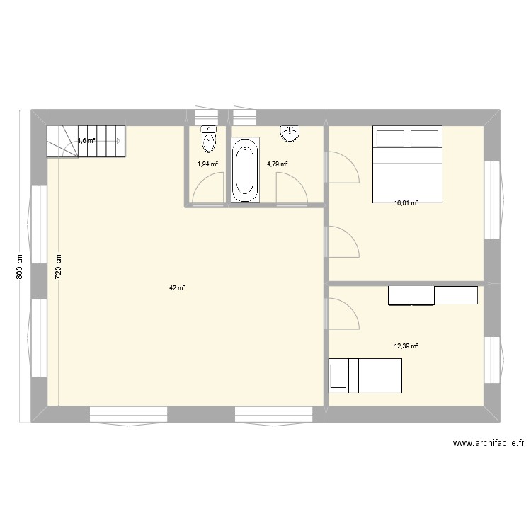 VMARC2. Plan de 6 pièces et 79 m2