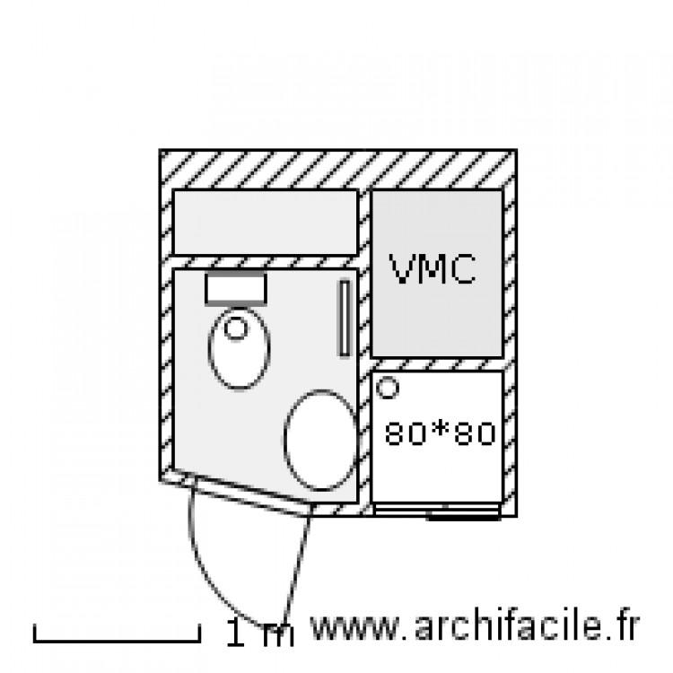 Douche   Lavabo   WC sous combles. Plan de 0 pièce et 0 m2