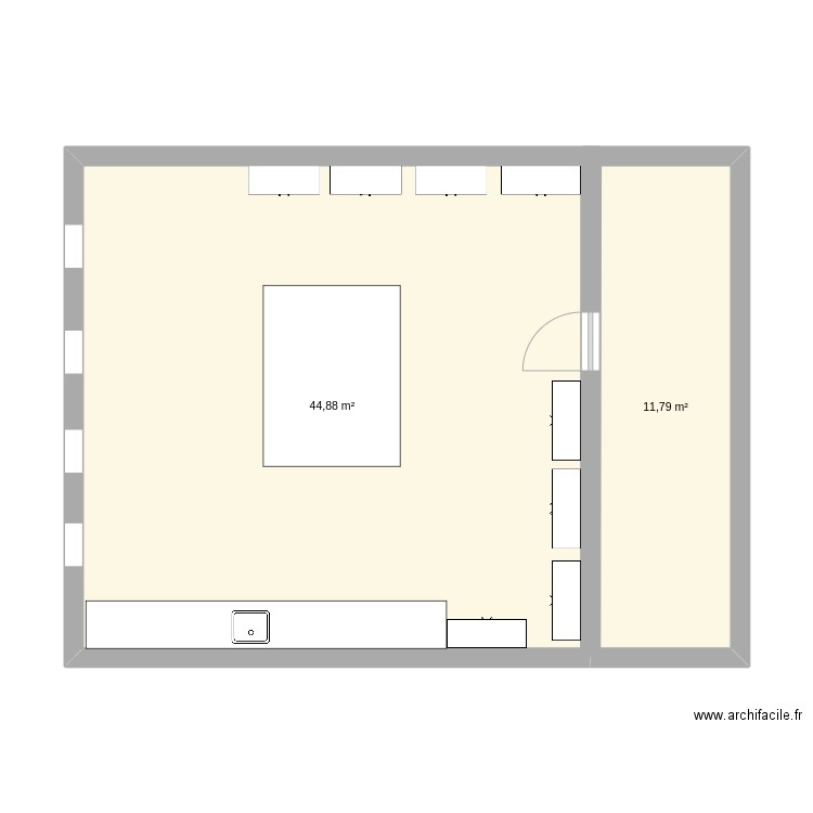 Salle Labo C301. Plan de 2 pièces et 57 m2