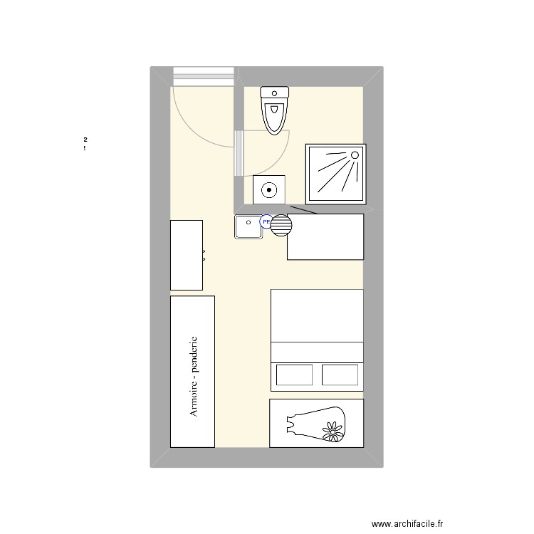 2, Busnel. Plan de 2 pièces et 12 m2