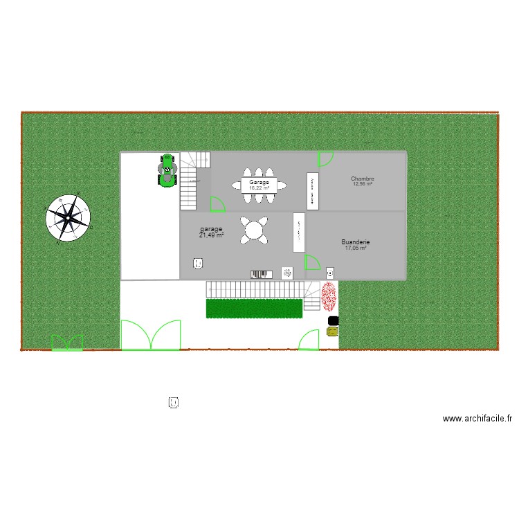 Sous sol. Plan de 5 pièces et 72 m2