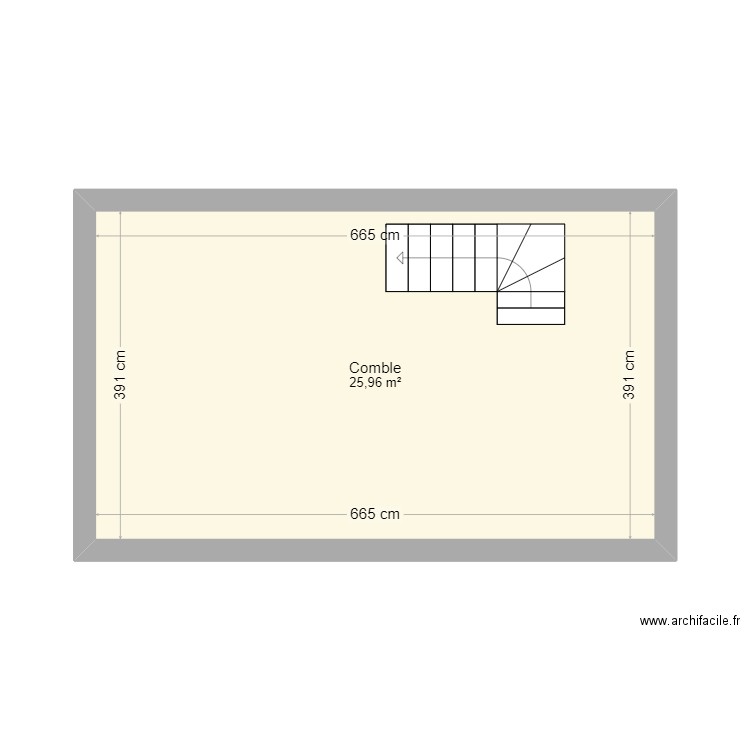 Pieces Fescamps. Plan de 1 pièce et 26 m2