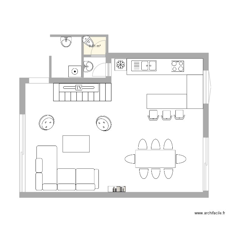 Cuisine salon ter. Plan de 0 pièce et 0 m2