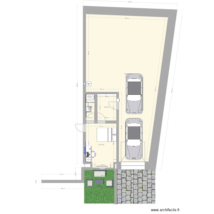 Plan ECURIE. Plan de 4 pièces et 106 m2