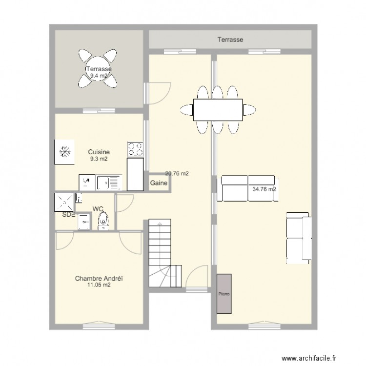 Maison Sceaux RDC Proposition 1. Plan de 0 pièce et 0 m2