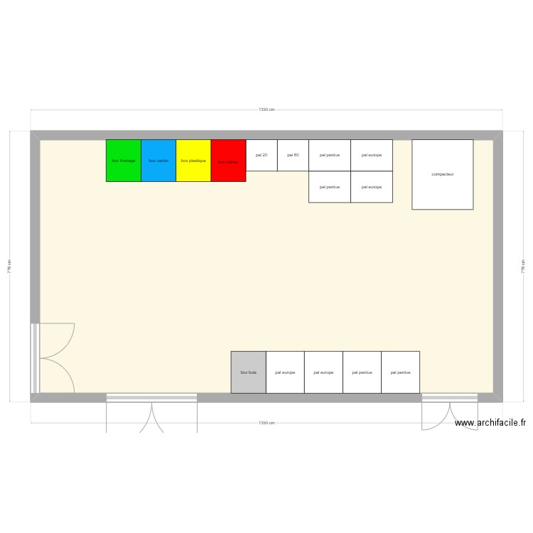 locale déchet. Plan de 1 pièce et 94 m2