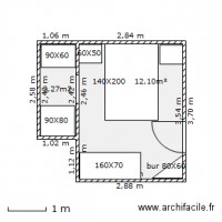 chambre/SE/WC 12,1m²