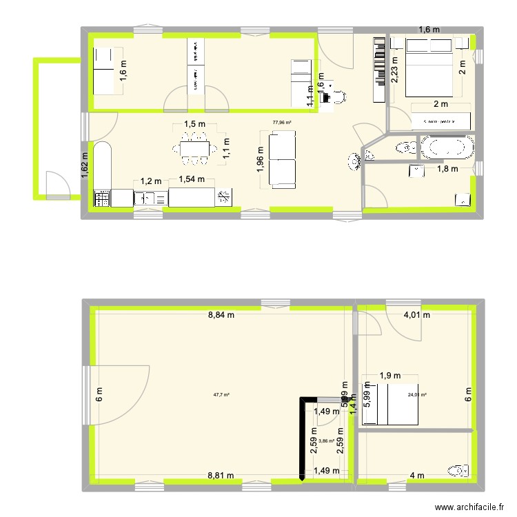 v3 plan. Plan de 4 pièces et 159 m2