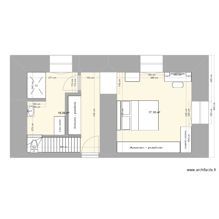 1er Etage 5. Plan de 2 pièces et 34 m2