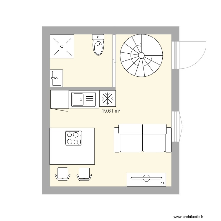 studio 20m2. Plan de 0 pièce et 0 m2