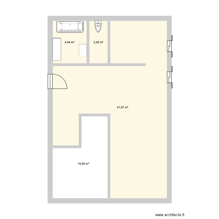 plan . Plan de 4 pièces et 59 m2