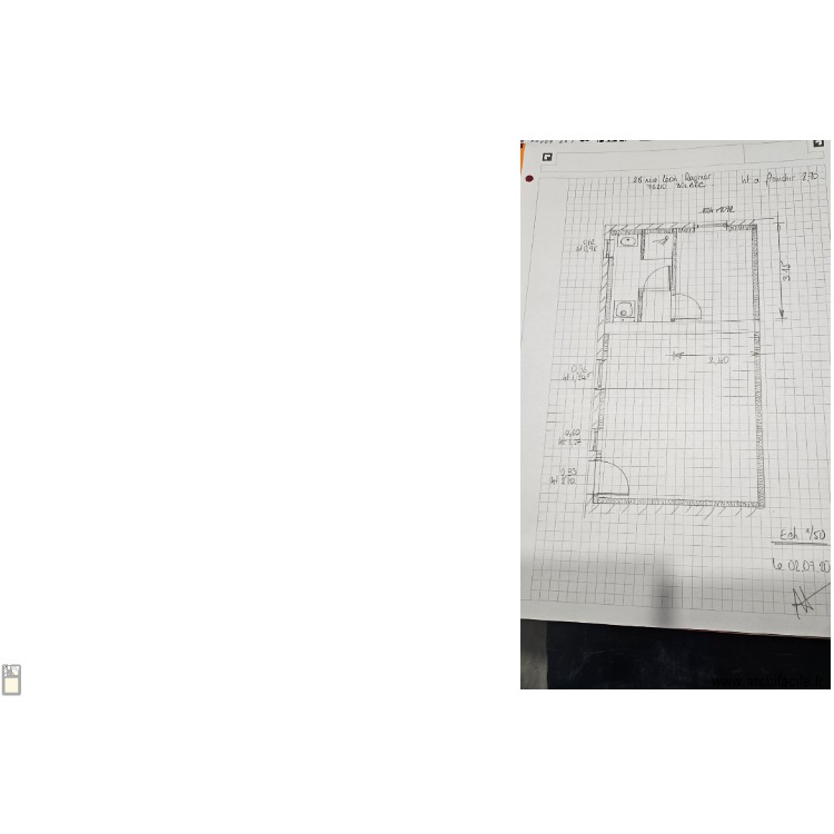 MAISON BOLBEC . Plan de 3 pièces et 32 m2