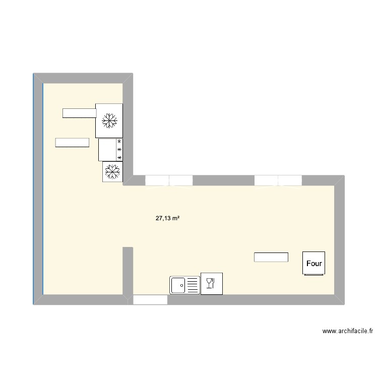 Etage Gargantua. Plan de 1 pièce et 27 m2