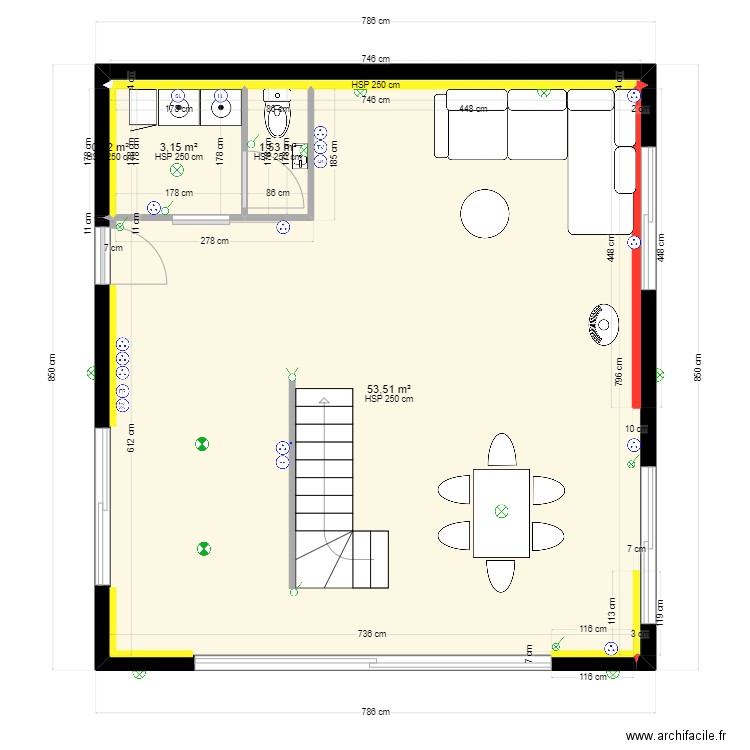 mathieu RDC. Plan de 5 pièces et 58 m2