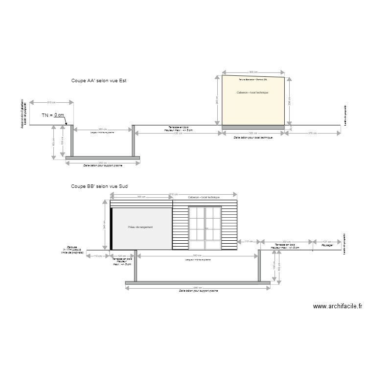 Plan coupe piscine - Plan dessiné par DOUTEJ