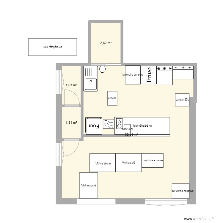 Labo + boutique 40m2 aménager. Plan de 0 pièce et 0 m2