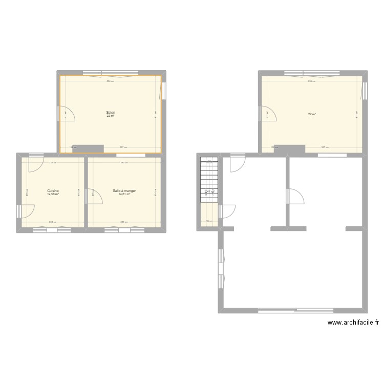 Rez-de-chaussée. Plan de 5 pièces et 75 m2