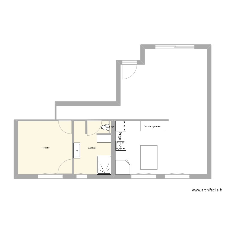 Maison définitive. Plan de 3 pièces et 19 m2