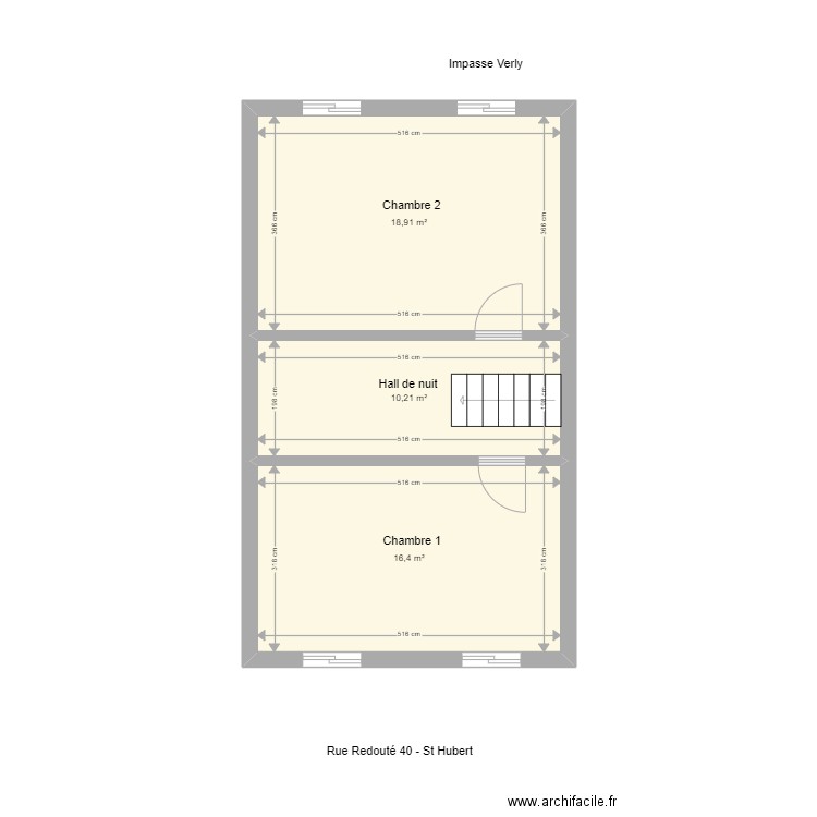 R +1 redouté. Plan de 3 pièces et 46 m2