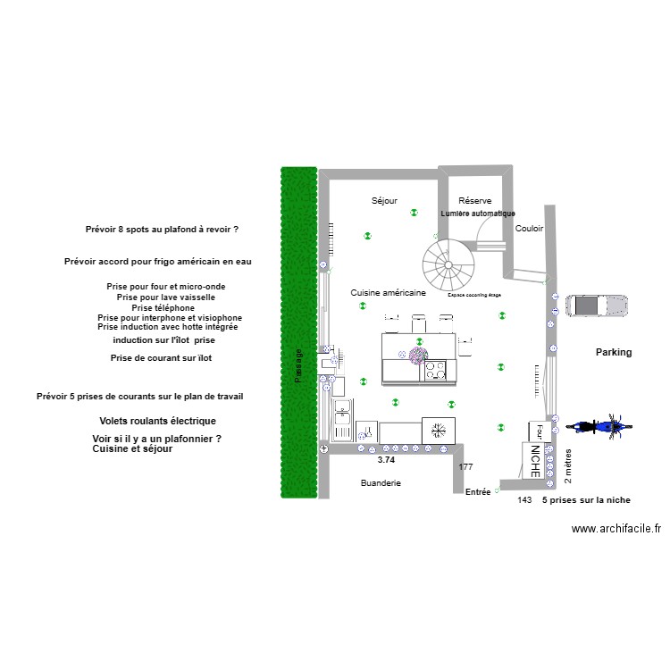 Cuisine américaine Vassy Nov 2022. Plan de 0 pièce et 0 m2