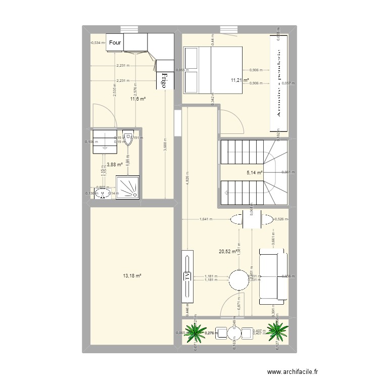 SCI EV 2 EME ETAGE. Plan de 6 pièces et 66 m2