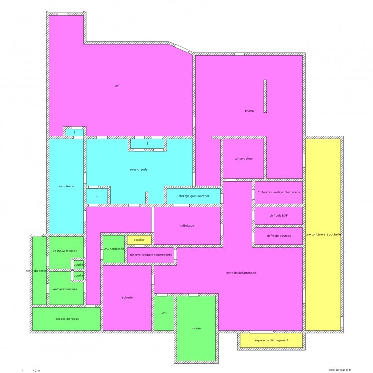 cuisine du lycée champollion. Plan de 0 pièce et 0 m2