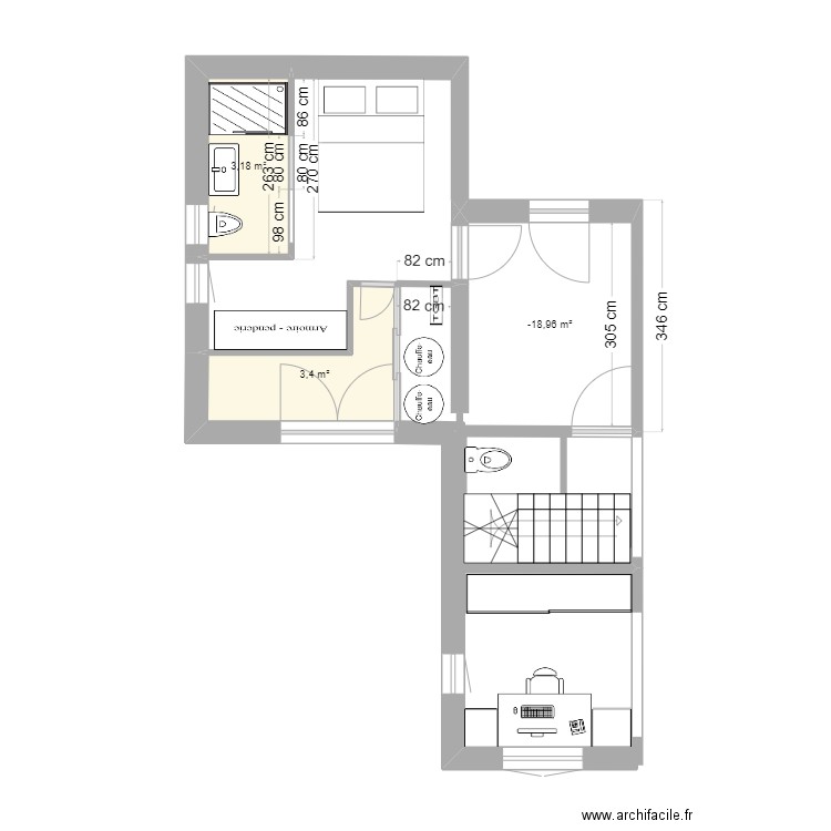 Garage. Plan de 3 pièces et 14 m2