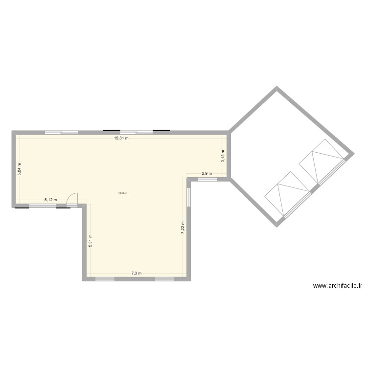 maison. Plan de 1 pièce et 110 m2