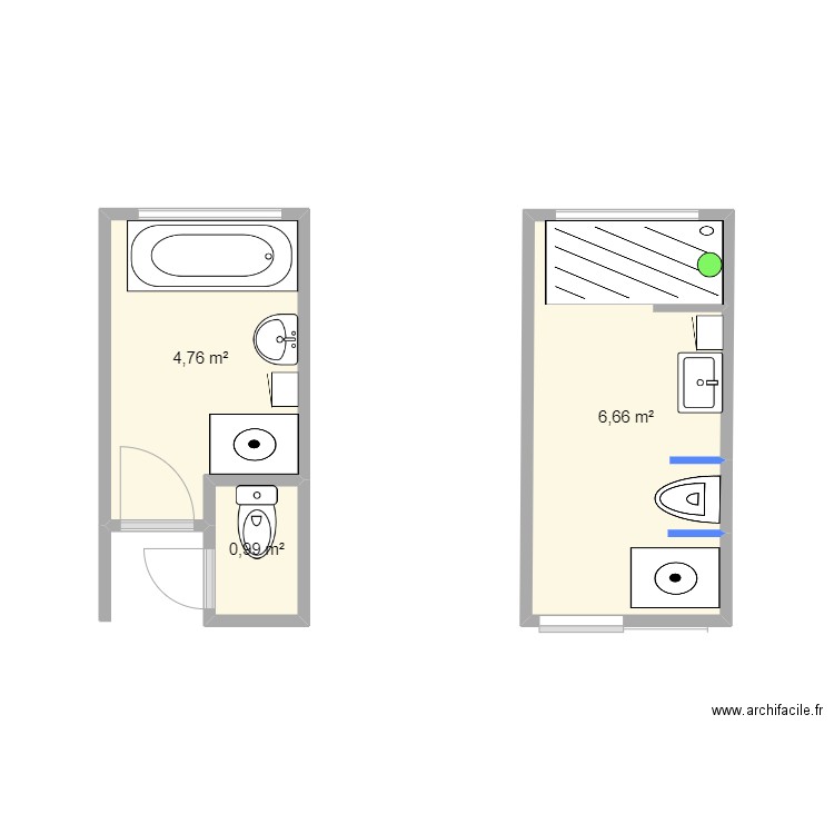  M. B. Plan de 3 pièces et 12 m2