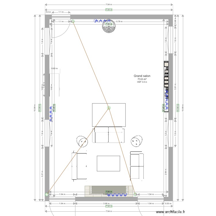 Grand salon. Plan de 0 pièce et 0 m2