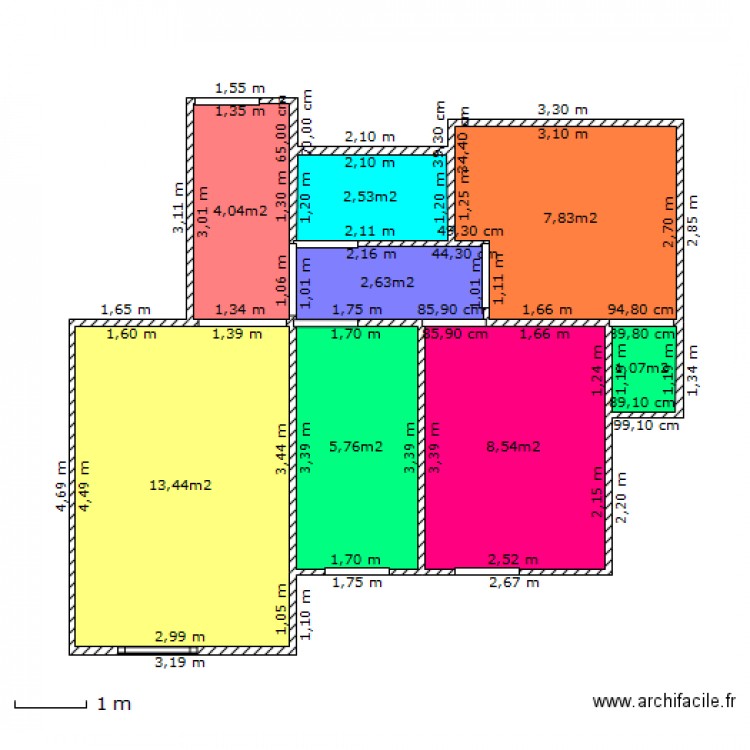 plan maison de 50m². Plan de 0 pièce et 0 m2