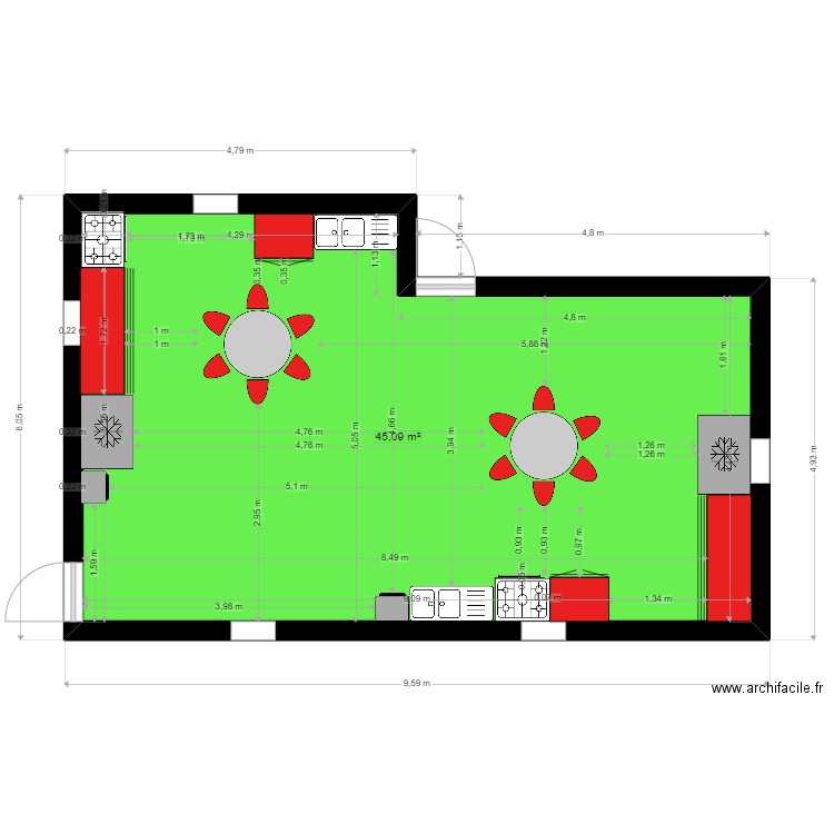 cuisine pro. Plan de 0 pièce et 0 m2