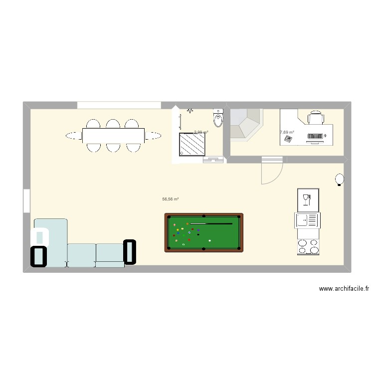 studio . Plan de 0 pièce et 0 m2