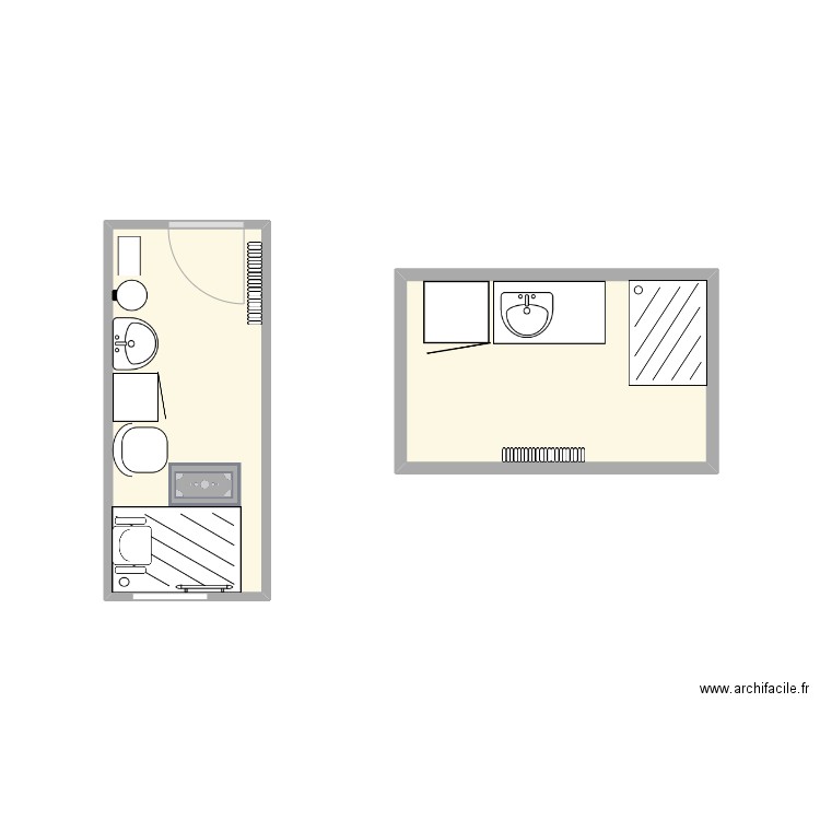 sdb 3. Plan de 2 pièces et 9 m2