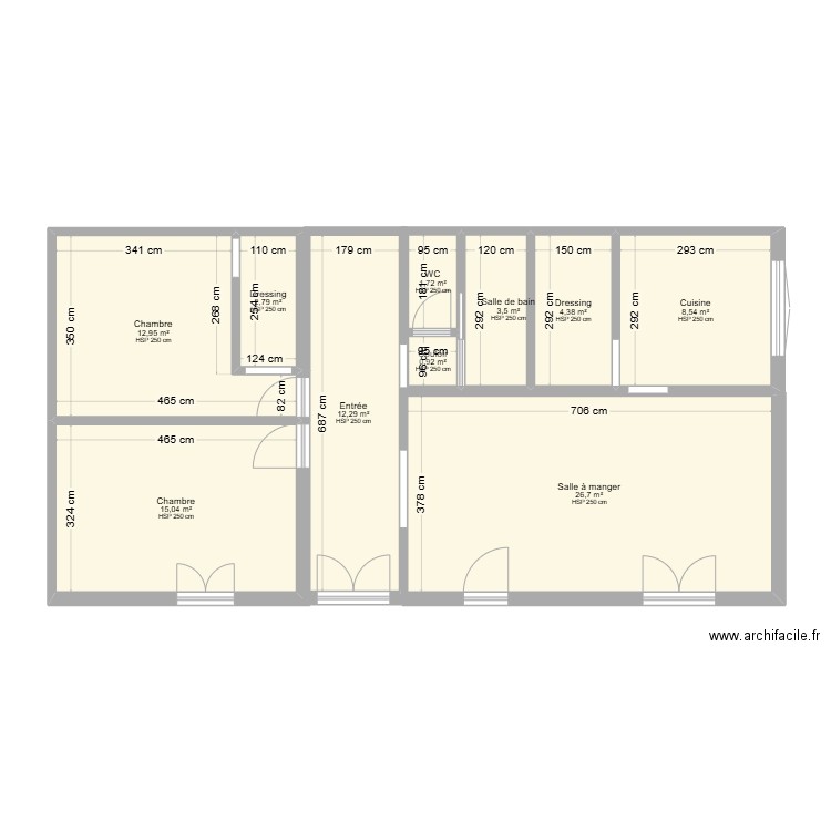 Castelnau RDC. Plan de 9 pièces et 88 m2