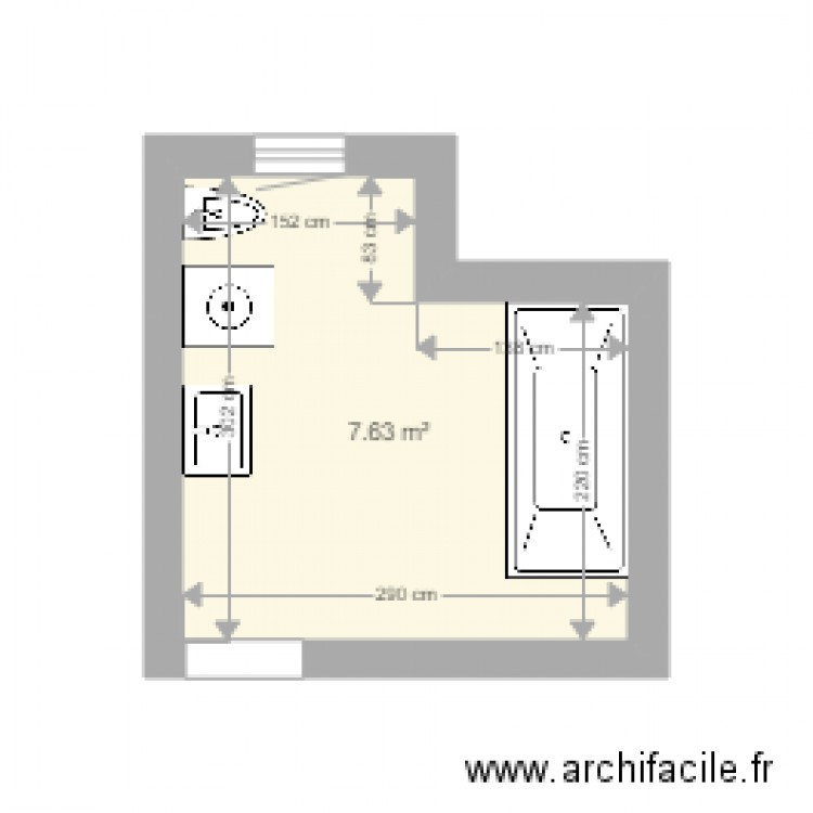 Salle de bain - Plan 1 pièce 8 m2 dessiné par christophe13011